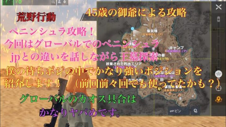 荒野行動　ペニンシュラ攻略！45歳の御爺によるグローバル編！jpとの違いがカオスすぎる！w僕的にかなり強い待ちポジの紹介もしておきます！