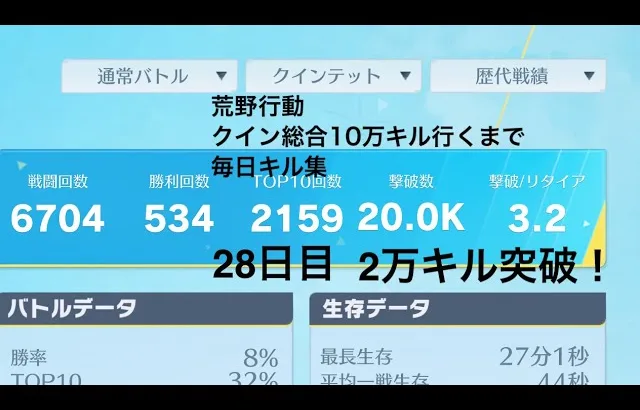 【荒野行動】クイン総合10万キル行くまで毎日キル集 28日目